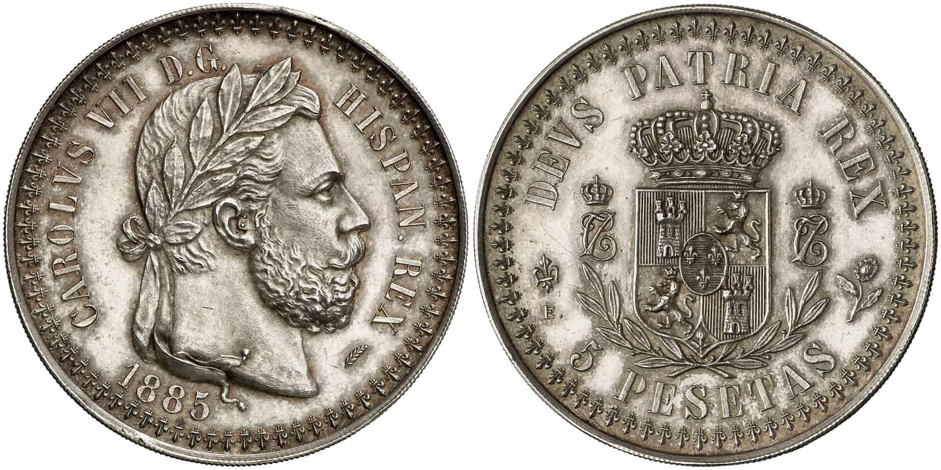 5 pesetas Carlos VII