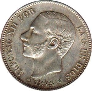 5 pesetas 1885