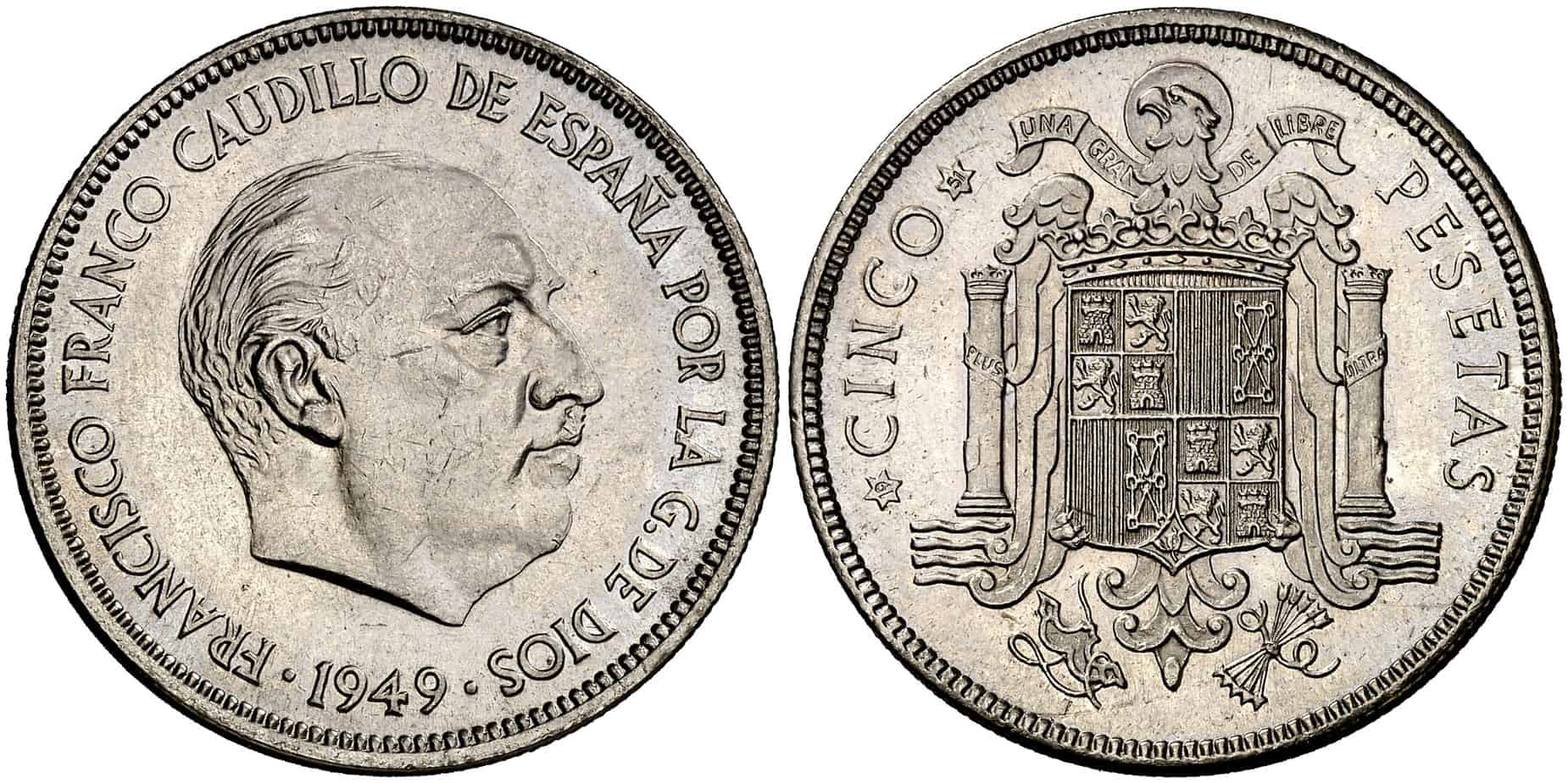 Monedas de cinco pesetas valiosas