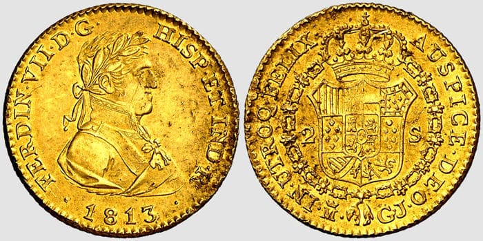 2 escudos, Fernando VII, 1813, Madrid-España