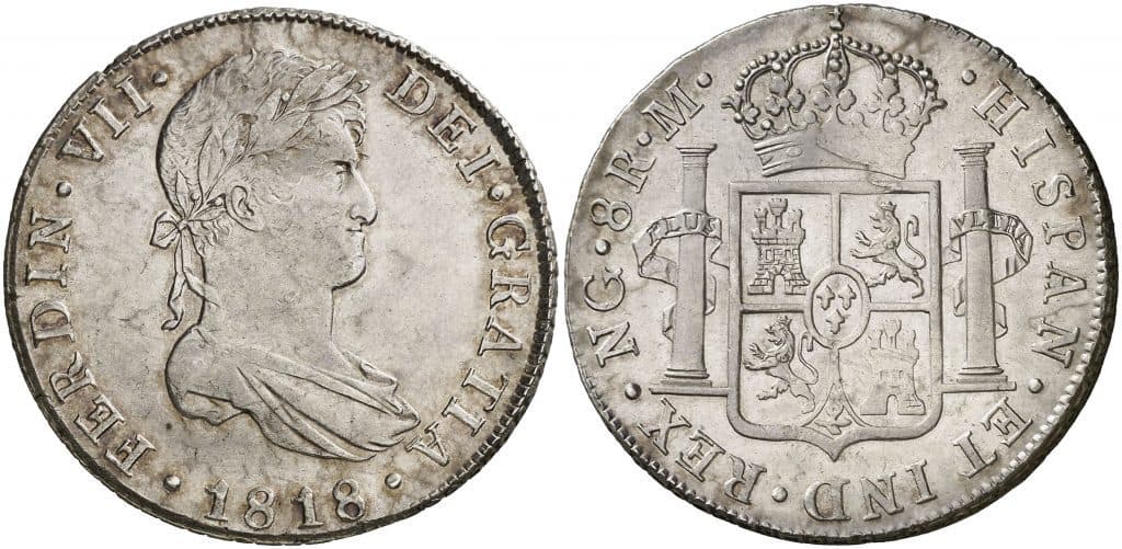 8 reales de Guatemala, busto de Fernando VII
