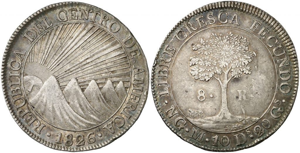8 reales a nombre de la República Federal del Centro América