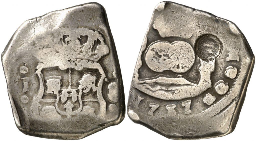 8 reales de Guatemala, 1737 resellado en Costa Rica