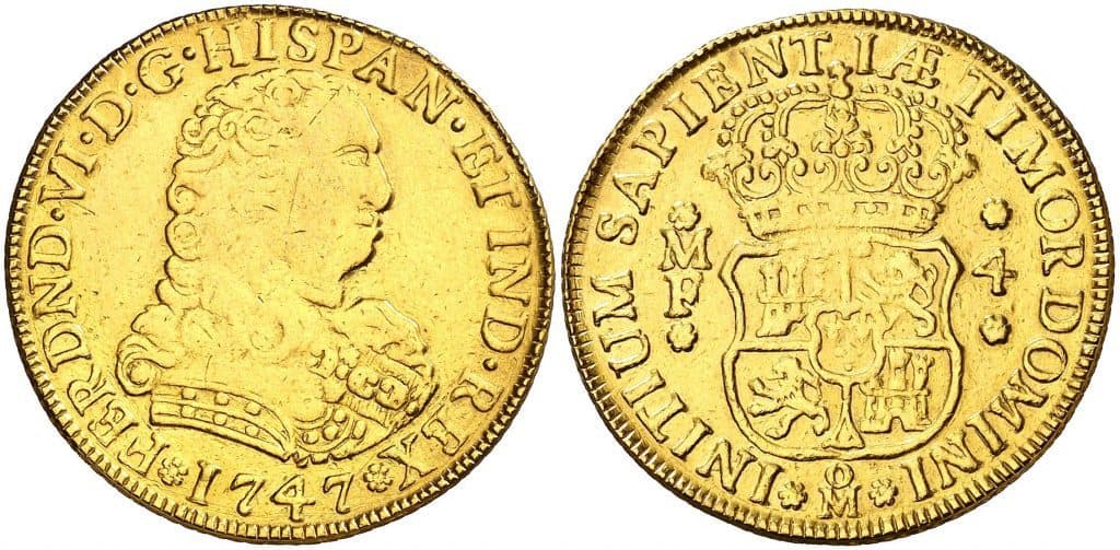 4 escudos 1747 Cara de Perro