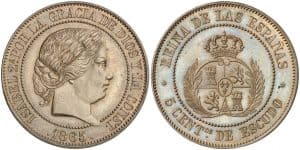 5 céntimos de escudo 1865, prueba no adoptada