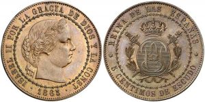 5 céntimos de escudo 1865, prueba no adoptada