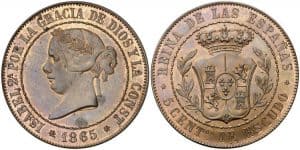 5 céntimos de escudo 1865, prueba no adoptada