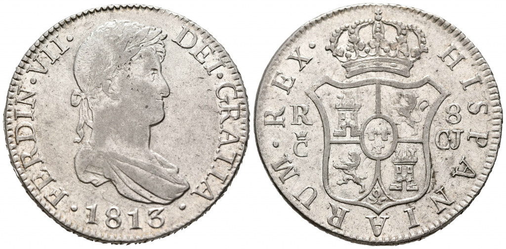Fernando VII. 8 reales Cádiz, 1813.