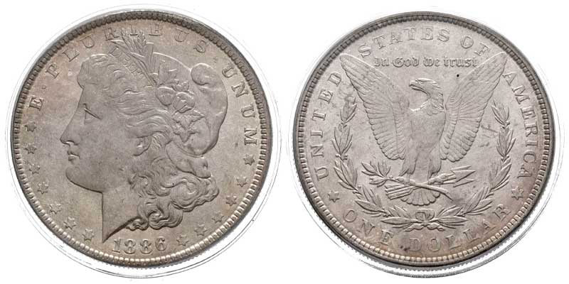 Morgan Dollar. 1886, Filadelfia.