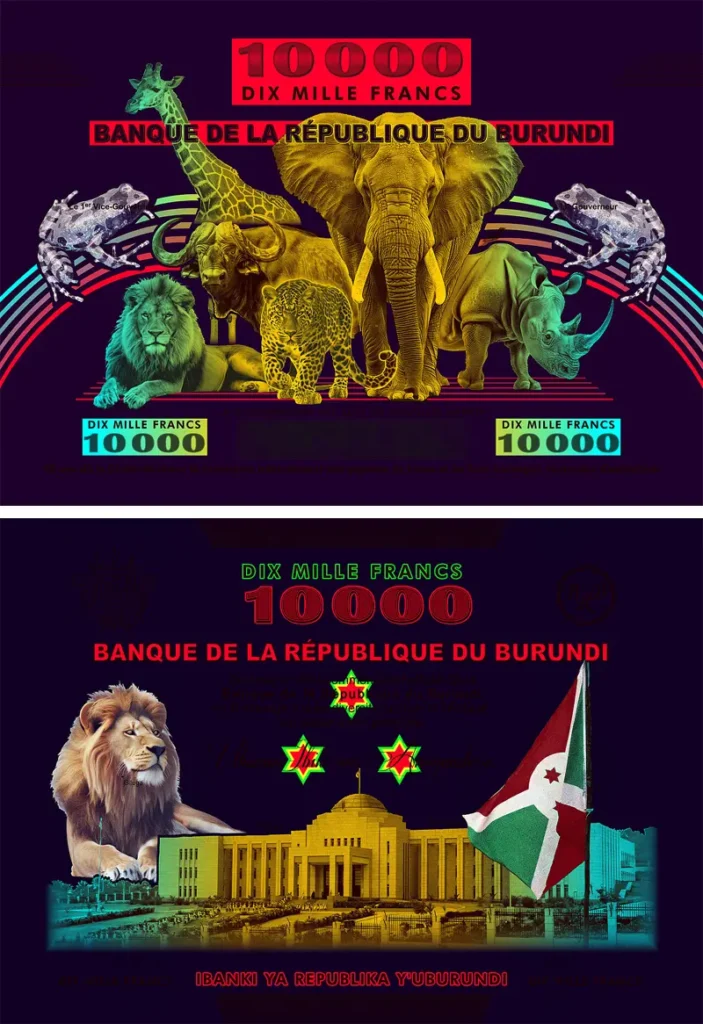 Burundi 10000 francs CITES giant commemorative banknote ultraviolet light